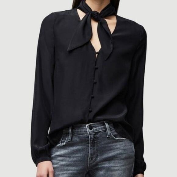 FRAME Silk Open Scarf Blouse - Picture 1 of 9